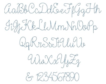 Handwriting Font mini micro alphabet letters line outline stitch machine embroidery designs assorted sizes uppercase lowercase BX included