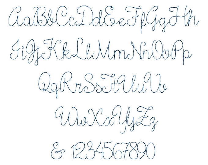 Handwriting Font mini micro alphabet letters line outline stitch machine embroidery designs assorted sizes uppercase lowercase BX included