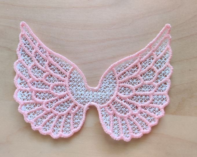 Angel wings FSL, Freestanding lace angel wing  Free standing lace decoration embroidery designs 2, 3, 4, 5, and 6 inches