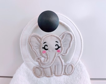 Elephant towel hanging topper hole In The Hoop machine embroidery design ITH project Towel topper, hanger