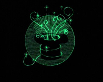 Magician Magic hat and swirls tricks sparkles, glow in the dark special machine embroidery designs for hoop 4x4 and 5x7 INSTANT DOWNLOAD