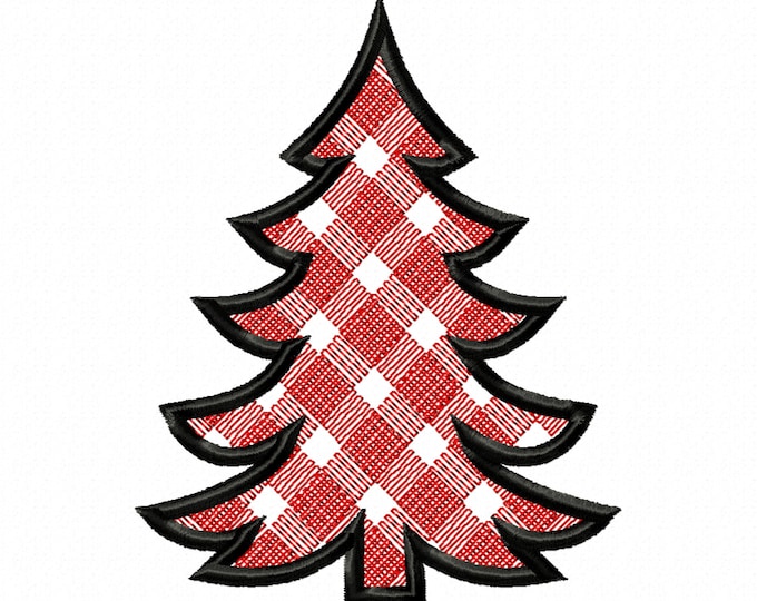 Plaid Checked Christmas tree Woodlands Tree Applique Triple Applique design Christmas tree  embroidery designs 4x4 5x7 6x10 gingham