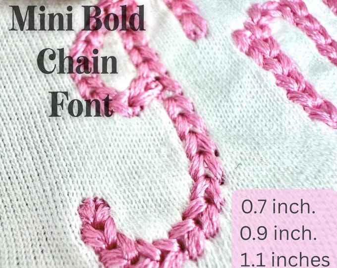 Extra Bold Mini Chain FONT Petit chain stitch handwritten script Alphabet Monogram machine embroidery designs mini sizes 0.7 up to 1.9 inch