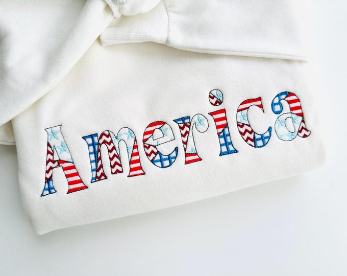 Patchwork FONT American flag patterned and outline alphabet Monogram letters patriotic machine embroidery designs sizes 1.6 up to 5 inch