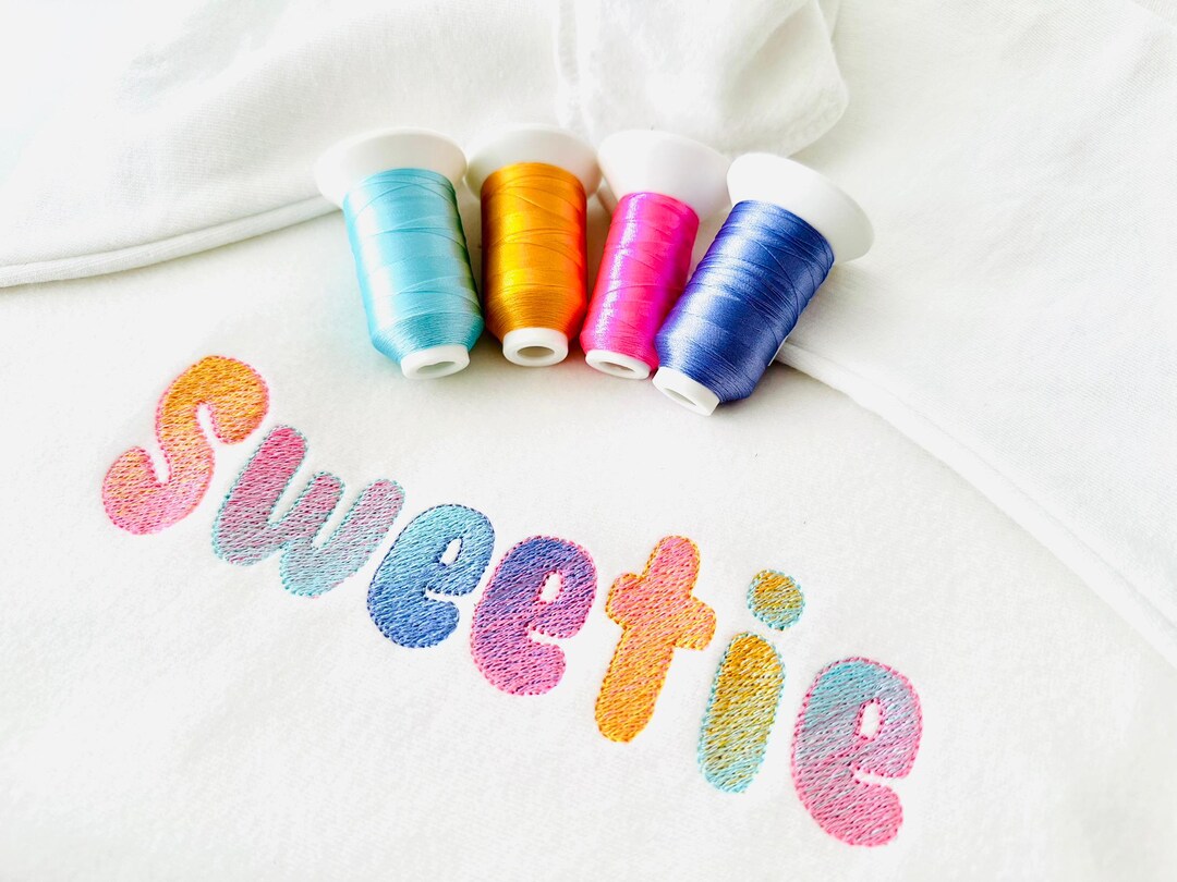 Thread Pattern Letters Gradient Font NO Special Thread Ombre Iridescent Effect 2 Color ...