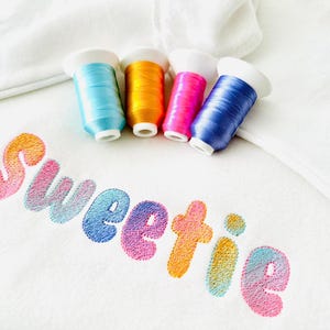 Gradient Font NO special thread ombre iridescent effect 2 Color Monogram alphabet letters machine embroidery designs sizes 0.8 up to 2.2 in