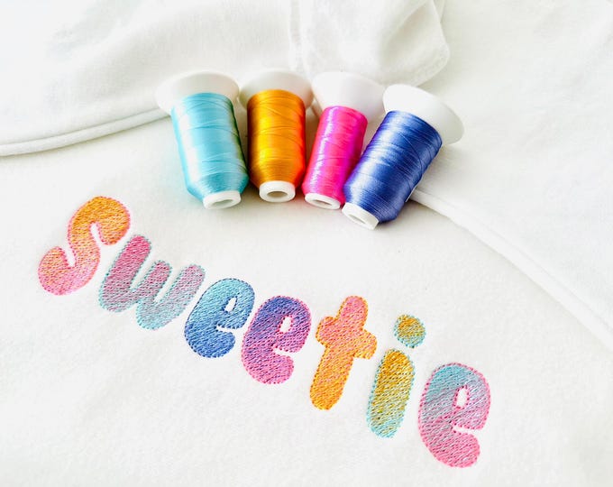 Gradient Font NO special thread ombre iridescent effect 2 Color Monogram alphabet letters machine embroidery designs sizes 0.8 up to 2.2 in