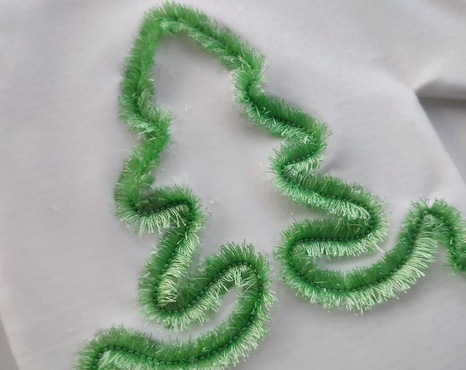 Simple fringed Christmas Tree machine embroidery design fluffy fur Christmas tree outline fringe simply in the hoop chenille fluffy line