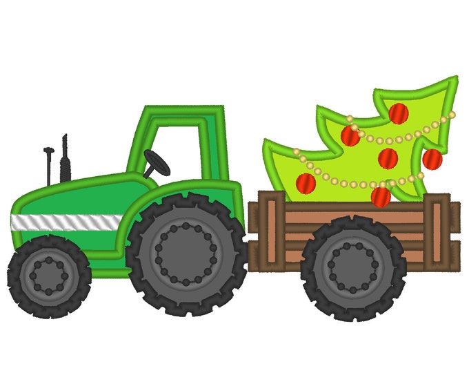 Christmas tractor  - machine embroidery design - multiple sizes, for hoops 4x4, 5x7 and 6x10