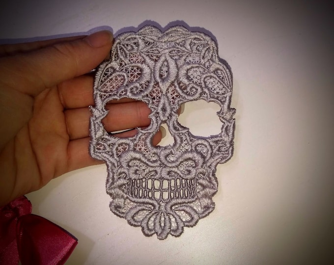Stencil curl, swirl skull FSL, Free standing lace Day of the Dead Skull, Calavera - embroidery designs 4x4 and 5x7 INSTANT DOWNLOAD