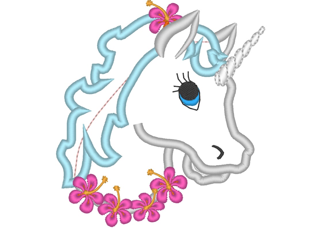 Unicorn Head Machine Embroidery Designs Applique Rainbow Etsy