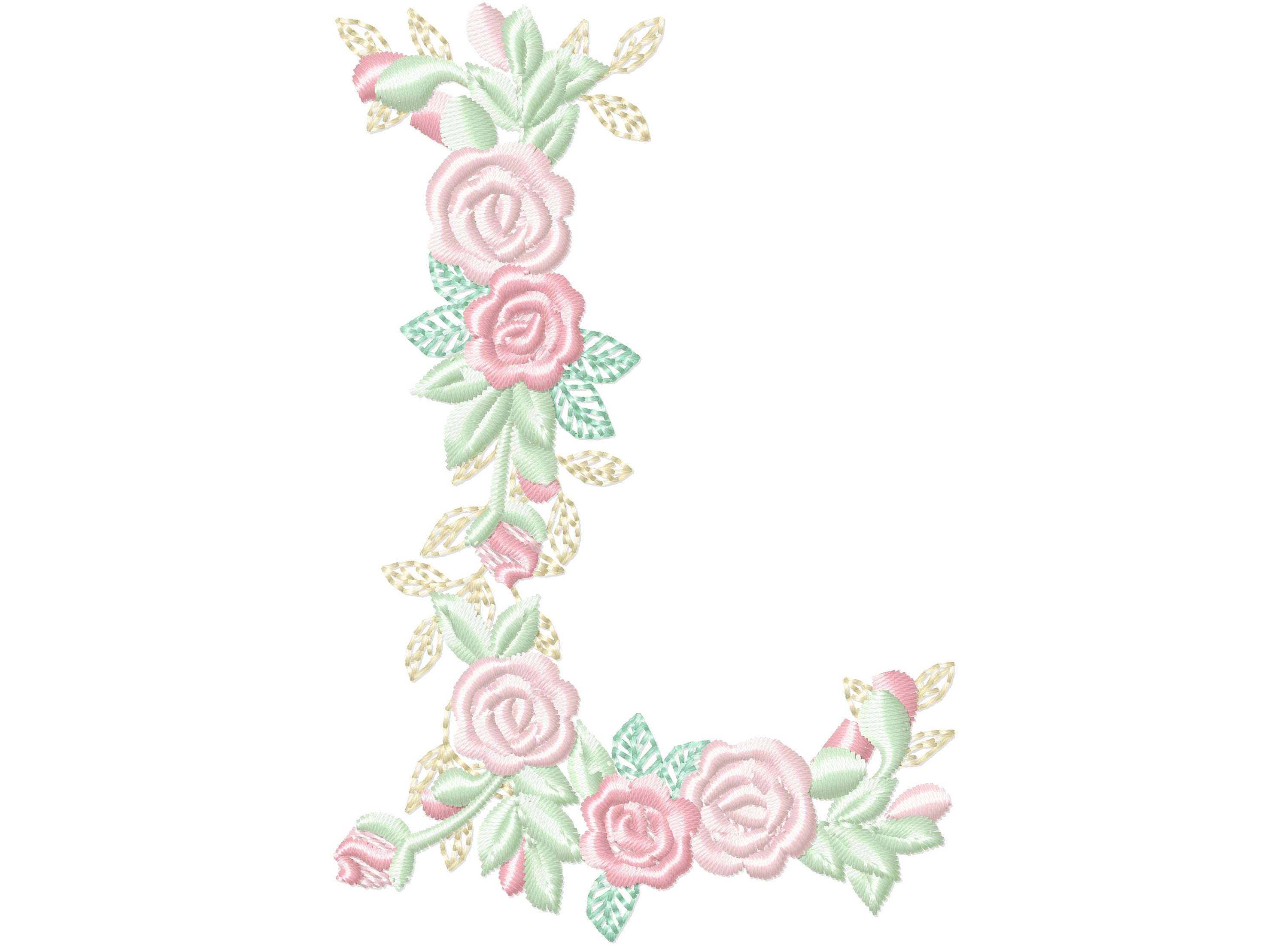 Delicate Roses Floral letter L garden flag monogram flowers flower