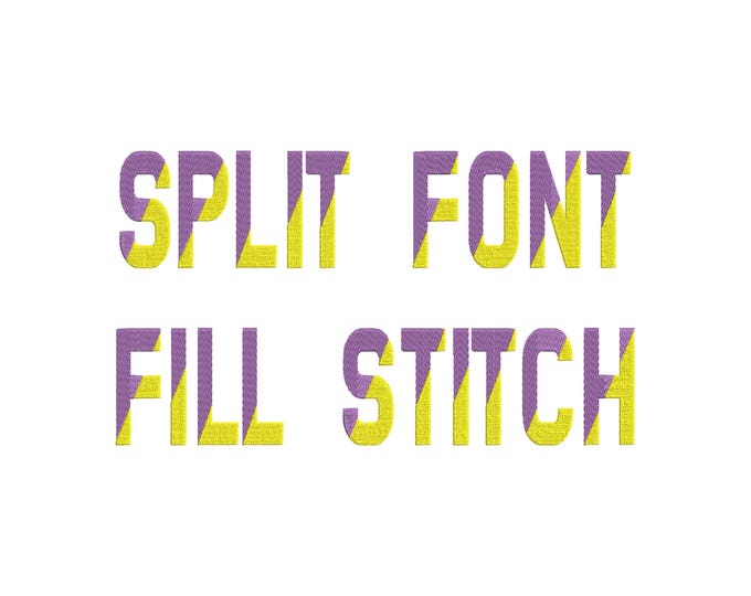 Diagonal Split FONT block type alphabet fill stitch 2 color narrow Font sports monogram machine embroidery designs sizes 1.5 up to 5.5 inch