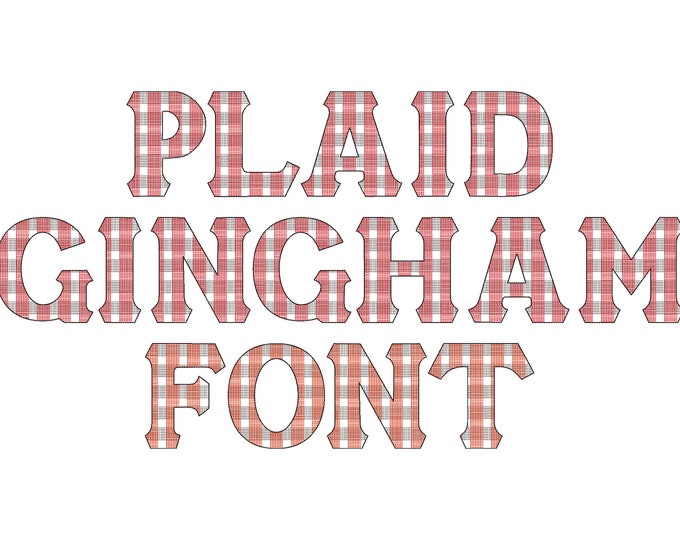 Plaid Gingham Font, buffalo tartan checkered uppercase and numbers, classy monogram machine embroidery designs 2, 3, 4, 5, 6, 7in, BX incl