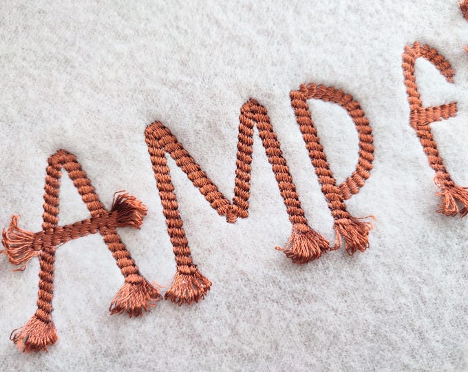 Rope stitch FONT with fringed ends tassel alphabet letters numbers machine embroidery designs cowboy cowgirl kids Rodeo lasso monogram BX