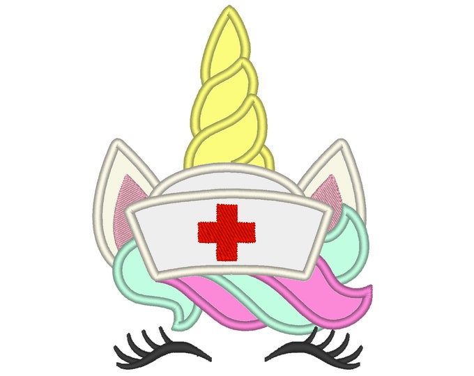 Doctor Nurse unicorn head unicorn machine embroidery designs 4, 5, 6, 7 and 8 inches