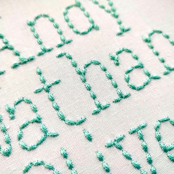 Machineborduurontwerpen met handsteekeffect LETTERTYPE machineborduurontwerpen in verschillende miniformaten alfabetletters, speelse kindernaam rocaillesteek, BX inbegrepen
