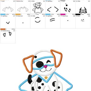 Puppy dog with a super hero mask and cape applique machine embroidery designs, multiple sizes, cute kids superhero pet dog Dalmatian boy image 4