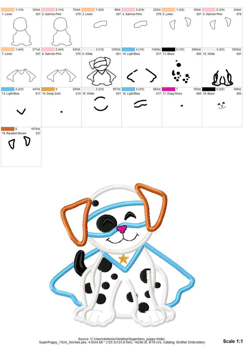 Puppy dog with a super hero mask and cape applique machine embroidery designs, multiple sizes, cute kids superhero pet dog Dalmatian boy image 4