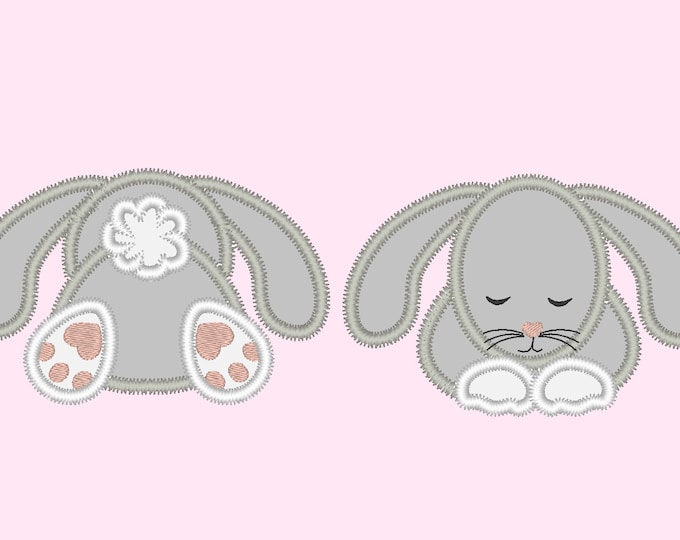 Little bunny front  back - machine embroidery applique designs, many sizes 4x4 5x7 INSTANT DOWNLOAD