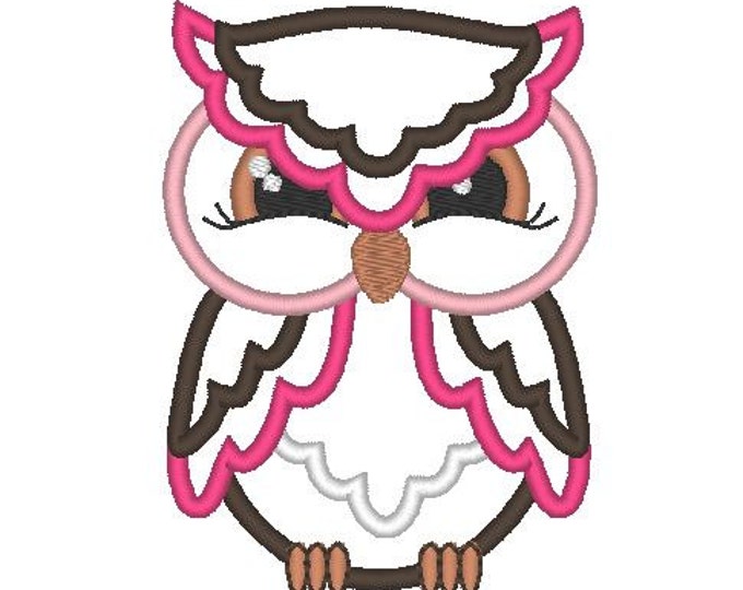 DISCOUNT 30 % Owl - machine embroidery  fill stitch and  applique designs INSTANT DOWNLOAD 4, 5, 6 and 7 inches