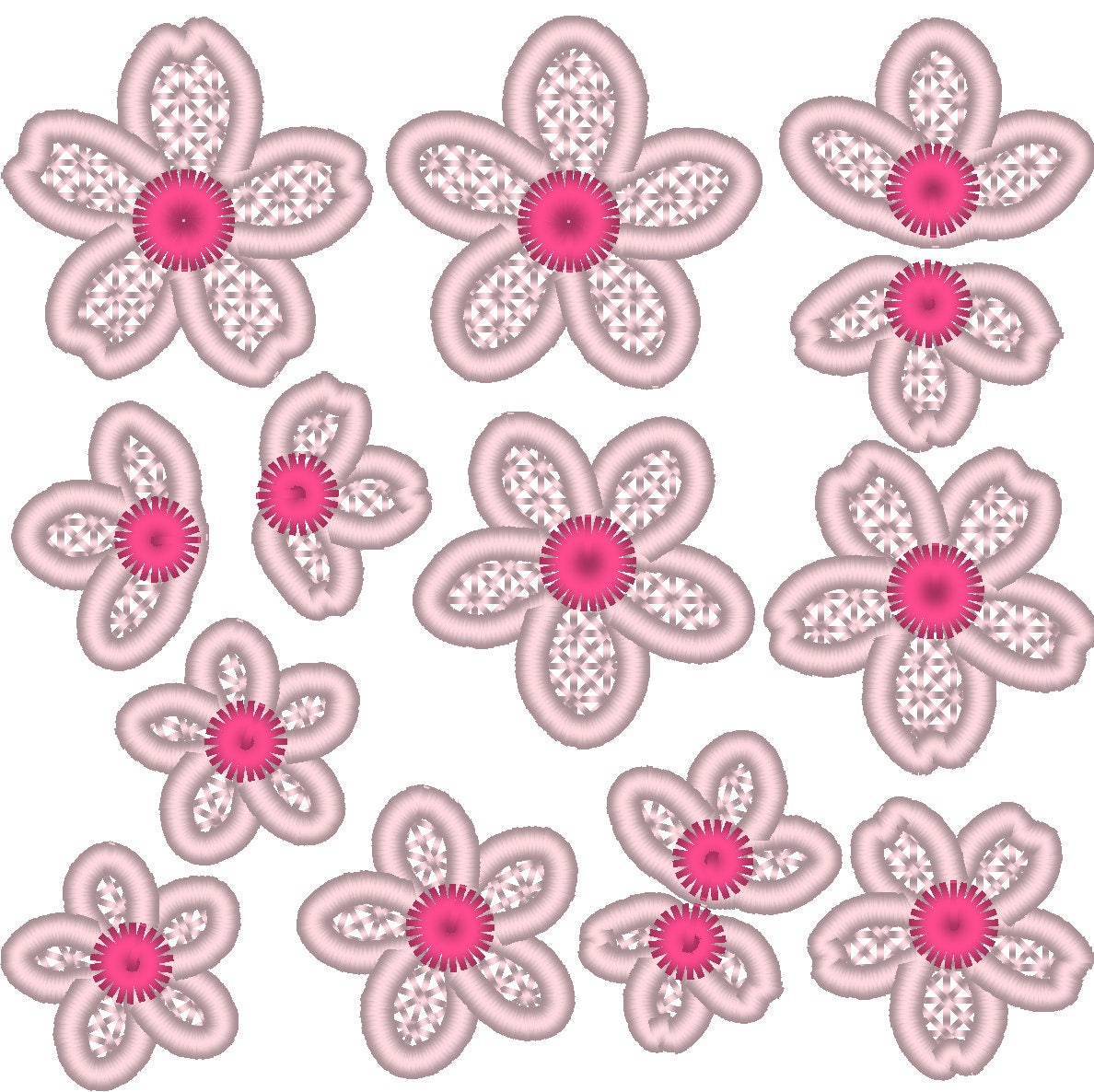 Digital File~ Embroidered Cherry Blossom Flower Key Chain Fob Design for  Machine Embroidery. 4x4 Hoop. LynnOma Designs
