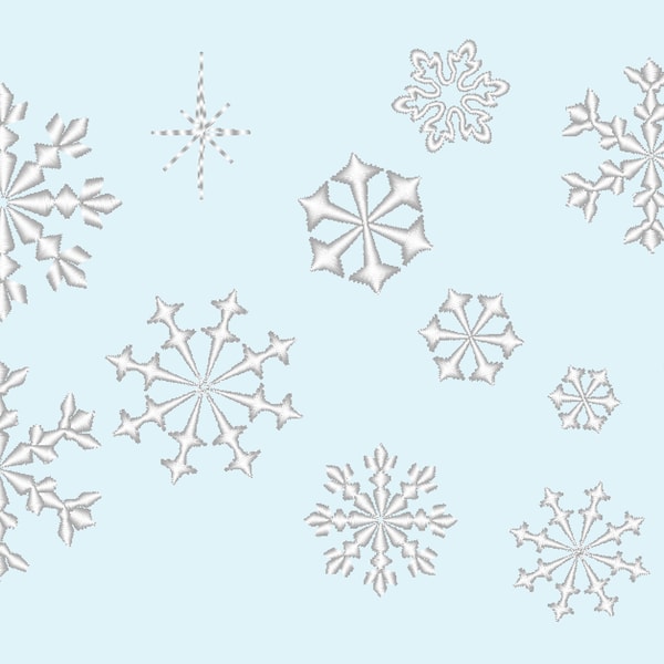 5 Snowflakes and 1 bling/sparkle - machine embroidery designs set assorted sizes mini delicate frozen snow snowflakes