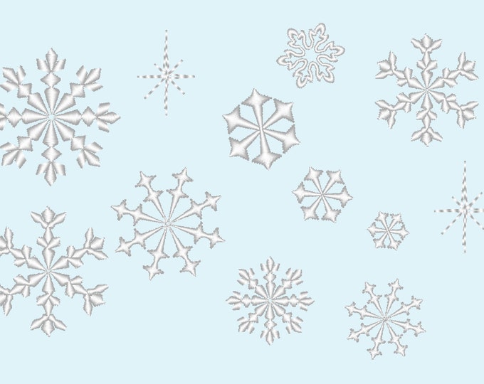 5 Snowflakes and 1 bling/sparkle - machine embroidery designs set assorted sizes mini delicate frozen snow snowflakes