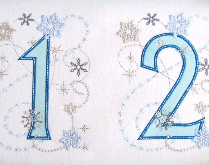 Frozen Birthday Snowflakes Numbers , machine embroidery applique designs 5x7