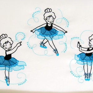 Unique curly ballerina SET of 3 light stitch outline machine embroidery designs for hoop 4x4, 5x7, 6x10 multiple sizes, dancer dancing girl