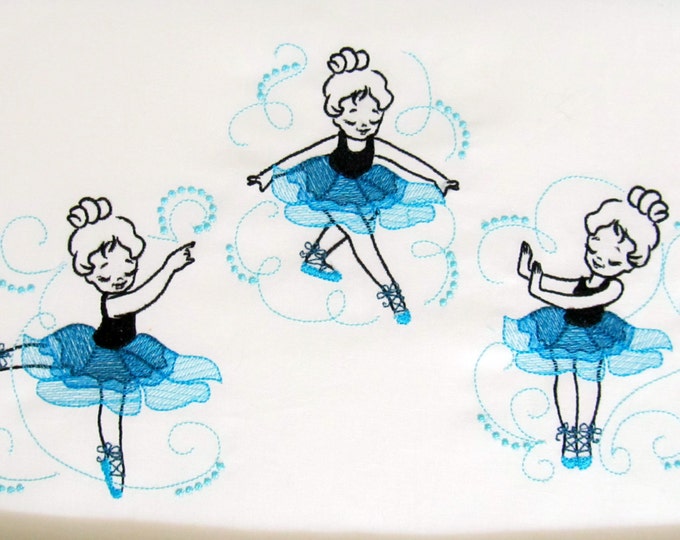 Unique curly ballerina SET of 3 light stitch outline machine embroidery designs for hoop 4x4, 5x7, 6x10 multiple sizes, dancer dancing girl