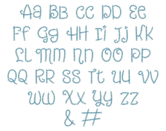 Quick light stitch one height Chain FONT machine embroidery designs in assorted mini sizes alphabet letters, playful kids link chain, BX