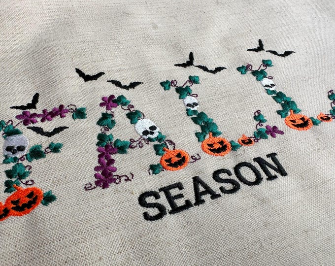 Fall season Halloween Font bat skull jack-o-lantern spooky scary floral alphabet letters machine embroidery designs Boo font 3.4, 4, 5, 6in