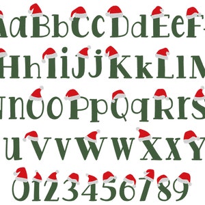 Christmas Font with Santa Hat alphabet machine embroidery designs awesome monogram alphabet letters fill stitch Festive Font 1.2 up to 3inch