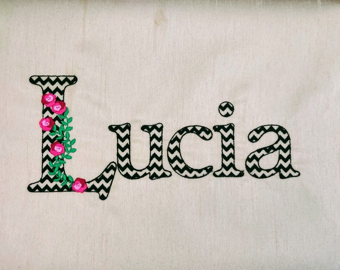 Mini roses and chevron RIC RAC Font light sketch stitch outline and rose flowers machine embroidery designs font alphabet letters BX incl