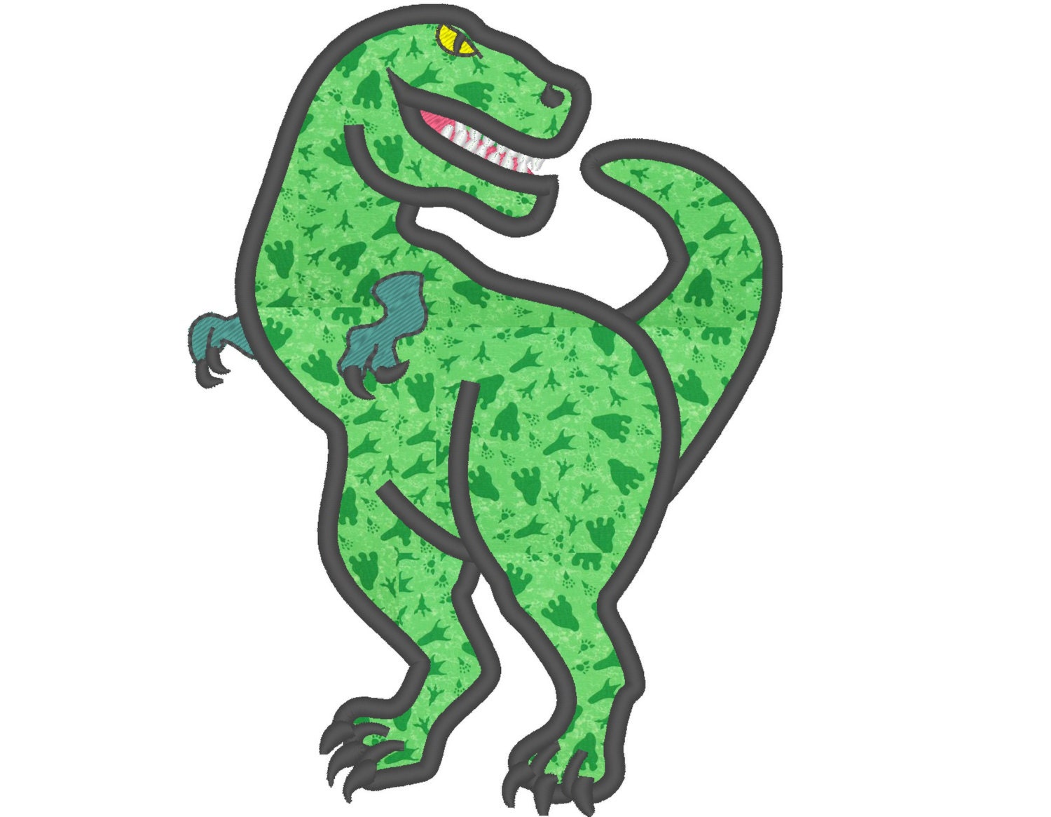 Trex dinosaur applique designs assorted sizes, for hoops 4x4, 5x7