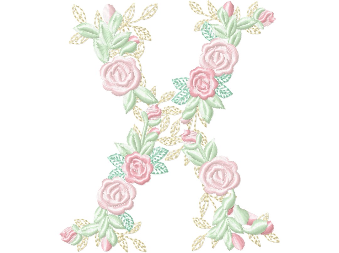 Zarte Rosen Blumen Buchstabe X Garten Flagge Monogramm Blumen Blume