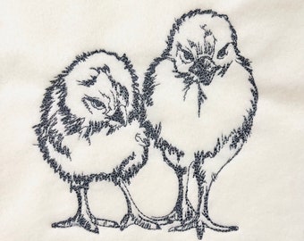 Easter Chick drawing silhouette fluffy Chicks line art sketch light stitch machine embroidery designs in sizes for hoop 4x4, 5x7 two chicks
