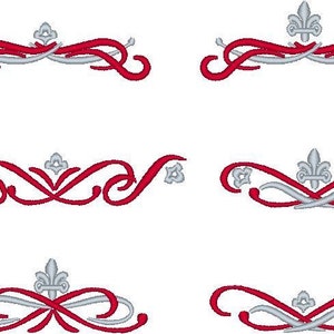 Conjunto de 6 damascos Font Monogram Frame Border decoración lirio Fleur de Lis diseños de bordado de máquina para aro 4x4, 5x7 DESCARGA INSTANTE