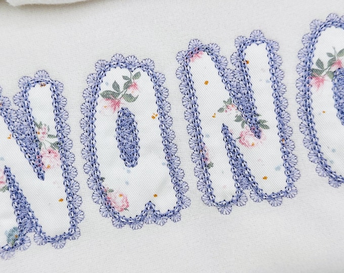 Lace Edge applique Alphabet Font lace trim effect letters, Monogram kids girls machine embroidery designs sizes 2.5 up to 4.3 in BX