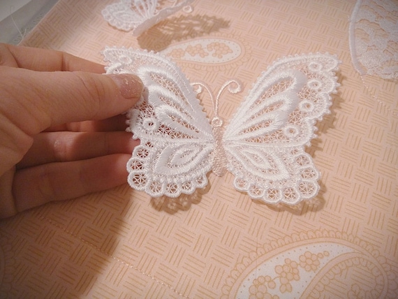 Butterfly 3D three dimensional 3 dimensional FSL Free standing lace machine embroidery designs in the hoop ITH for hoop 4x4 assorted sizes
