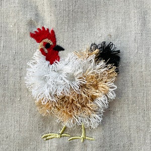 Cute fluffy Chicken fringed fur chenille farm bird small machine embroidery designs fringe in the hoop ITH project awesome chicken chick image 3