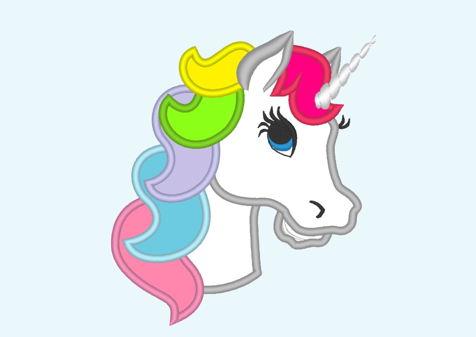 Unicorn Head Applique Machine Embroidery Designs Applique Etsy