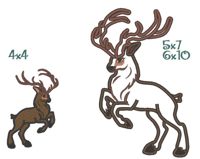 Realistic Buck deer rearing - machine embroidery applique and filled designs for hoop 4x4, 5x7, 6x10 INSTANT DOWNLOAD