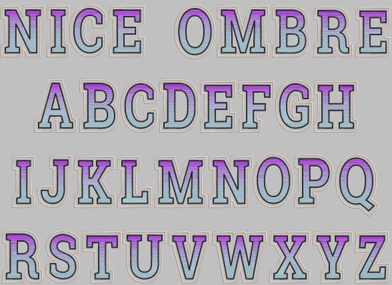 Rainbow Iridescent 2 Color Monogram Varsity Sport Block FONT