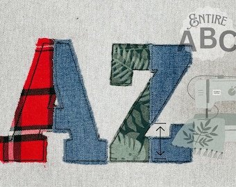 Light applique font Open Edge Raggedy Applique Alphabet bean stitch outline patchwork machine embroidery designs Split duotone multicolor