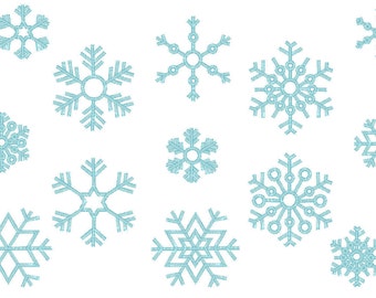 Unique 9 flocons de neige, 9 types LOT de 9 motifs de broderie machine flocons de neige plusieurs tailles pour cerceau 4 x 4 flocon de neige de Noël, BX inclus