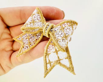 Luxe Bow small elegant Girly Bow for Hair Clip Ornament Decorative Accent FSL freestanding lace machine embroidery designs for hoop 4x4