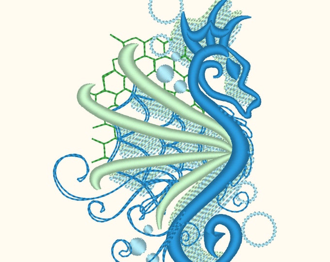 Awesome curl and stunning seahorse shadow embroidery designs assorted sizes 4x4, 5x7, seahorse silhouette nautical summer embroidery