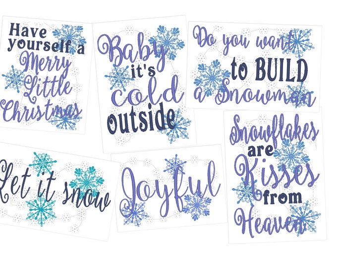 Merry Christmas snow quotes  - machine embroidery designs - 5x7 INSTANT DOWNLOAD